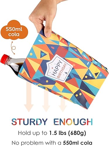 Miniatura 3 de HURSROOR Bolsas de regalo de fiesta de feliz cumpleaños (paquete de 24), bolsas de papel kraft, bolsas de dulces, bolsas de regalo, bolsas de