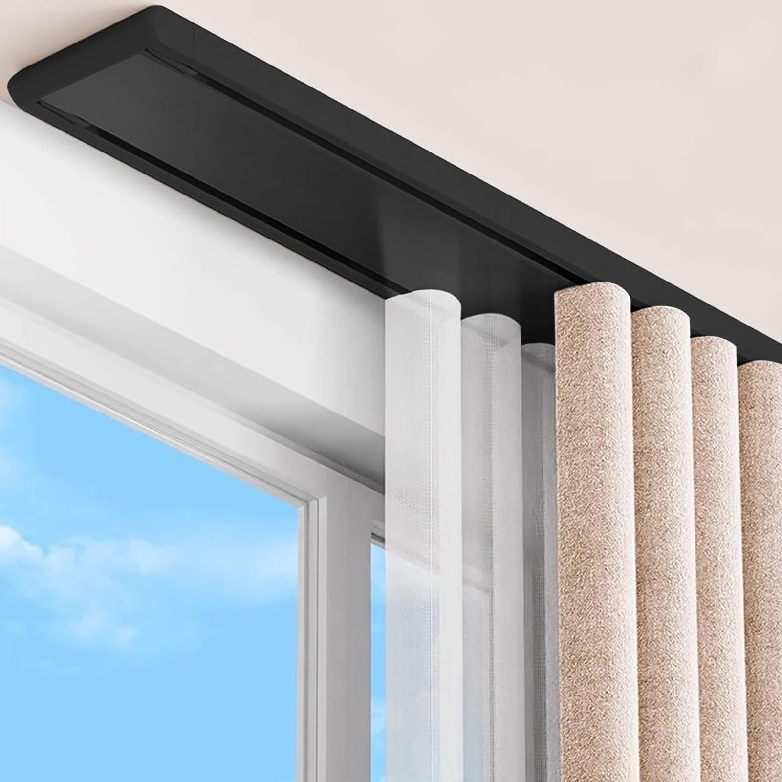 Système de rail de plafond à double rangée noir de 1,8 m