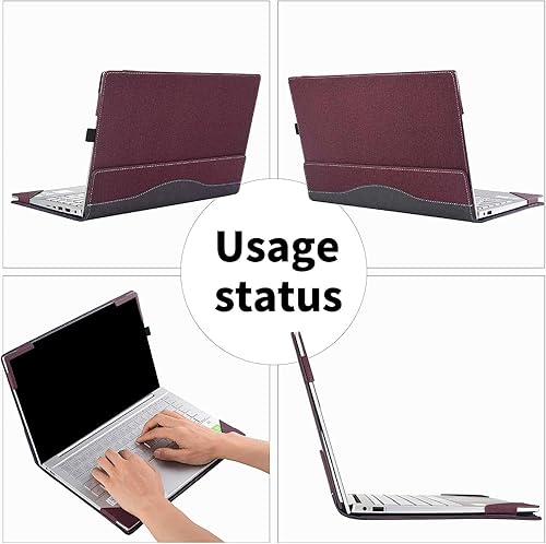 Miniatura 2 de Funda para portátil HP OMEN 8Plus 17.3 pulgadas, HP 17s-cu 17-cn cp para Hp 470 G8 G9 caso portátil resistente a caídas Funda PU (rojo vino)