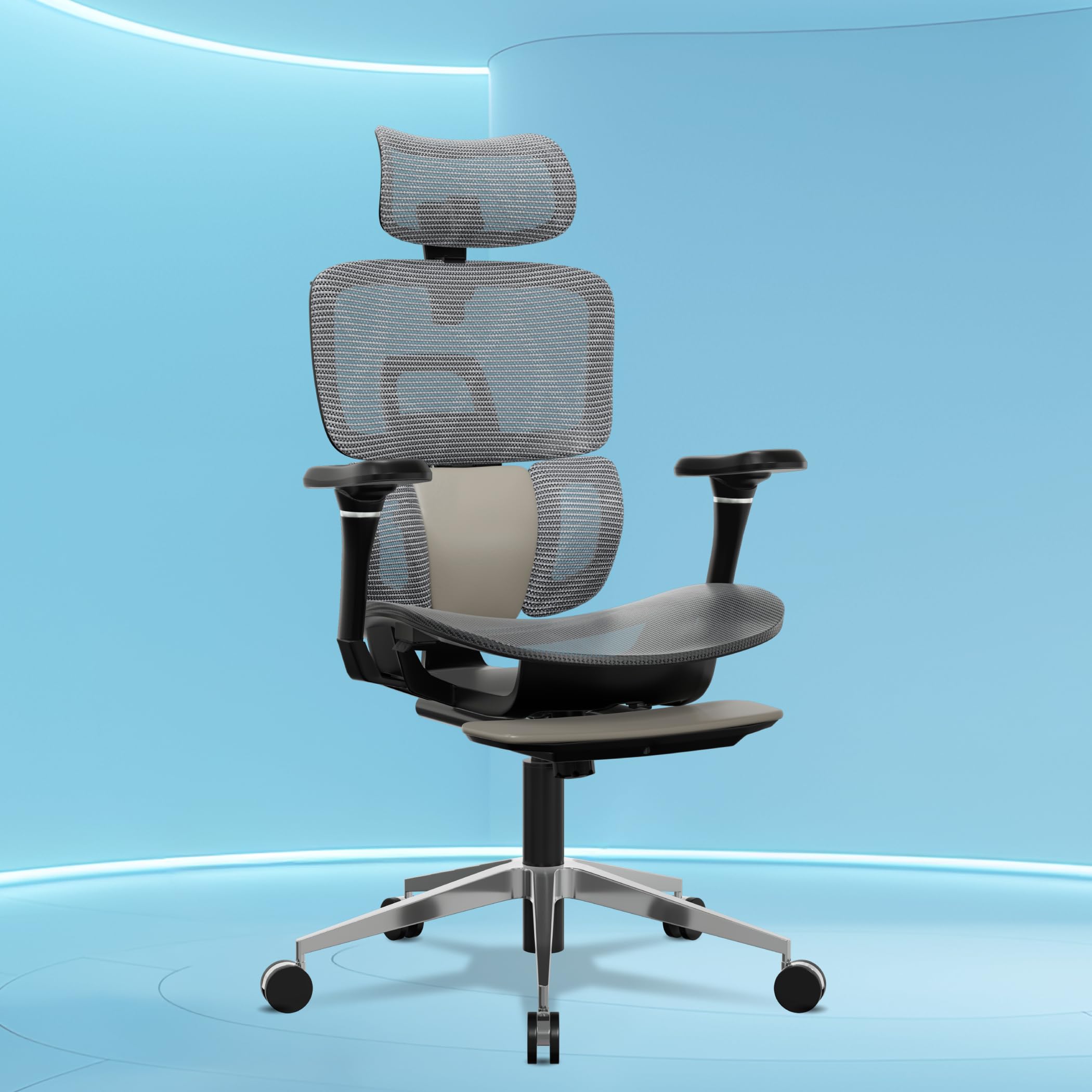 The Sleep Company Ultron Premium Ergonomic Office Chair | Ultra Spine Protection | Extendable Footrest | Smart Flexi Backrest | 7D Adjustable armrests and 3D headrest | Free Installation | Grey