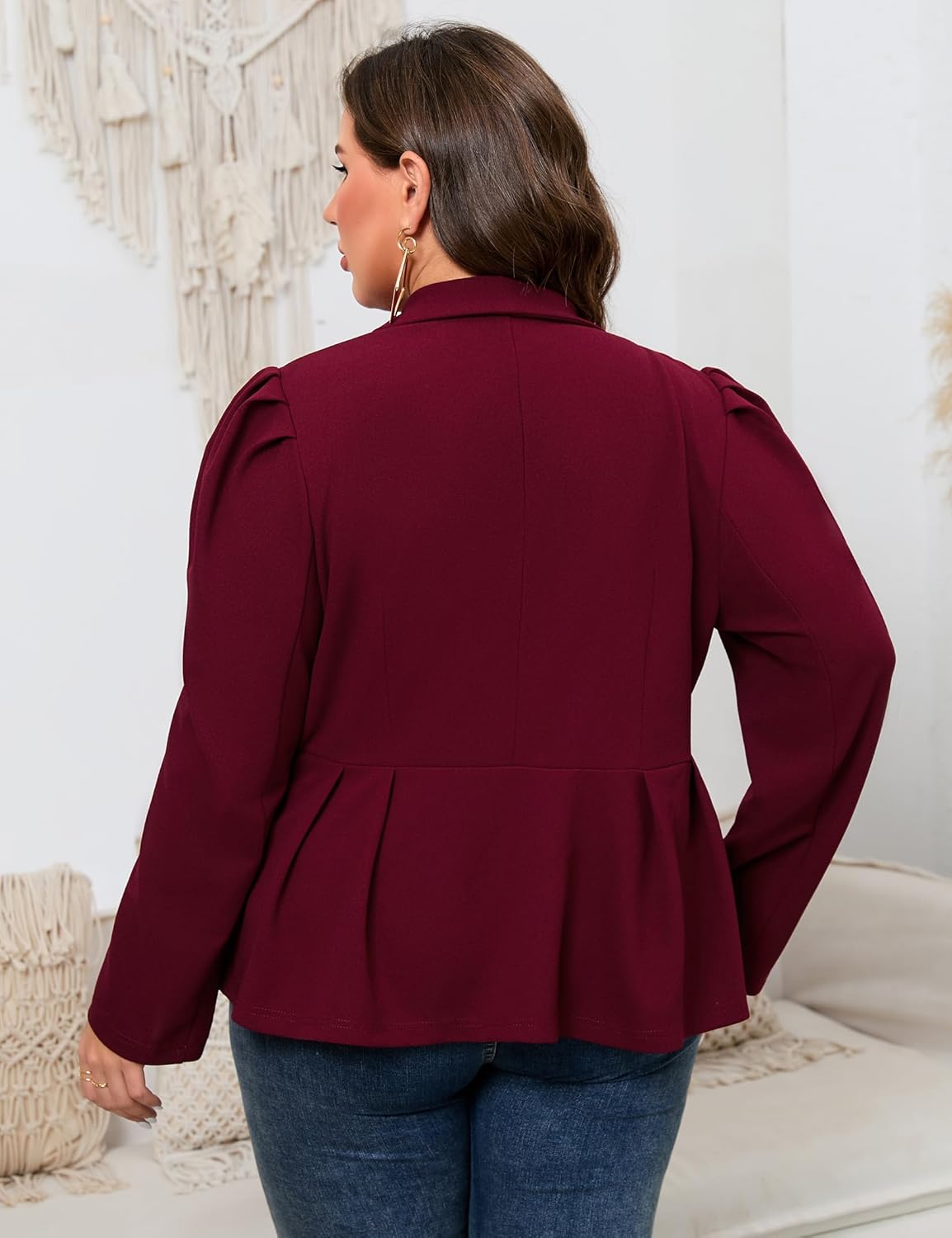 ShopWonder Womens Plus Size Blazers Business Casual Knit Blazer for Work Long Sleeve Shawl Lapel Blazer Suit Jackets - Image 5