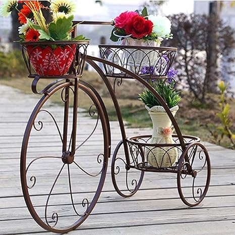 Amazon Co Jp 錬鉄自転車花はスタンド 3階層型植物フラワーポットスタンド現代装飾ガーデンパティオ小さな自転車ディスプレイスタンドが開催します Color Bronze Diy 工具 ガーデン