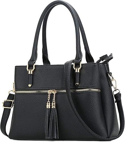 Miniatura 16 de KKXIU Bolsos tipo satchel para mujer con asa, bolsos de hombro y carteras con bolsillos y cremallera, bolsos cruzados de cuero