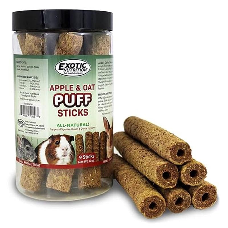 Petisco Mastigável de Maçã e Feno de Aveia para Pequenos Animais Exotic Nutrition, 9 Unidades, 170 g