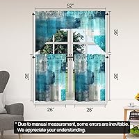 Vista 4 de Juego de 3 cortinas de cocina con diseño de estampado abstracto para ventana de cocina moderna