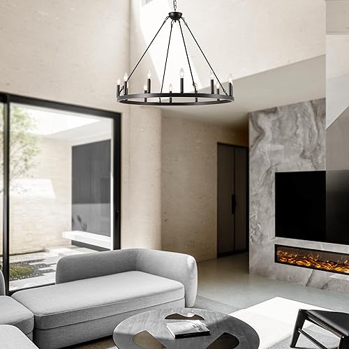 Miniatura 27 de XILICON Lámparas de comedor sobre la mesa, 3 luces negras de granja, lámpara colgante lineal industrial negra para isla de cocina, lámpara de vela