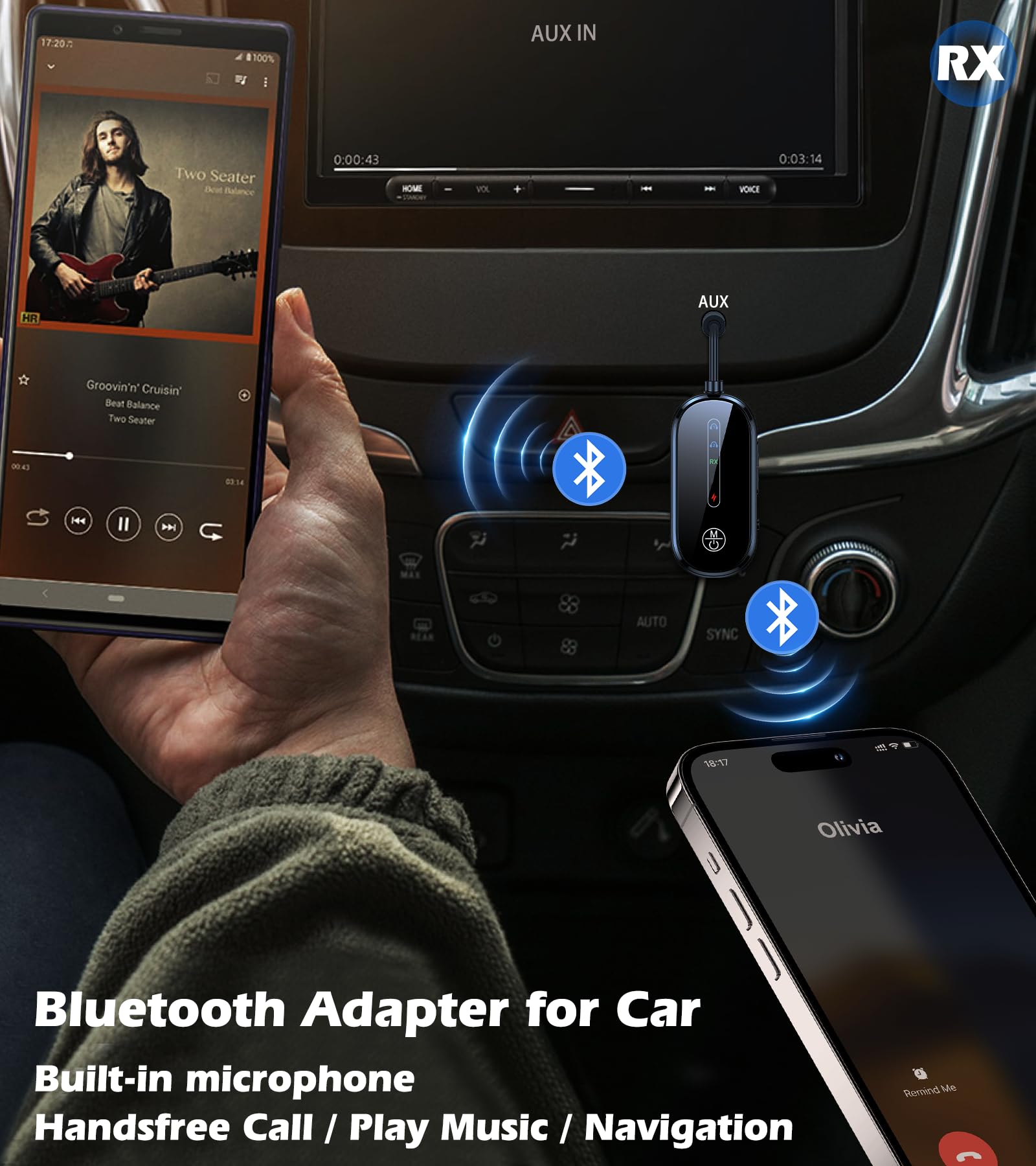 KAIY Bluetooth 5.4 Adapter für 2 AirPods/Kopfhörer Audio Transmitter Receiver Wireless TV Transmitter 3.5mm AUX Adapter Schwarz