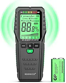 Medidor de umidade sem pinos para paredes, madeira, drywall – detector de umidade não invasivo com digitalização profunda, visor LCD digital – testador de umidade de parede para danos causados pela