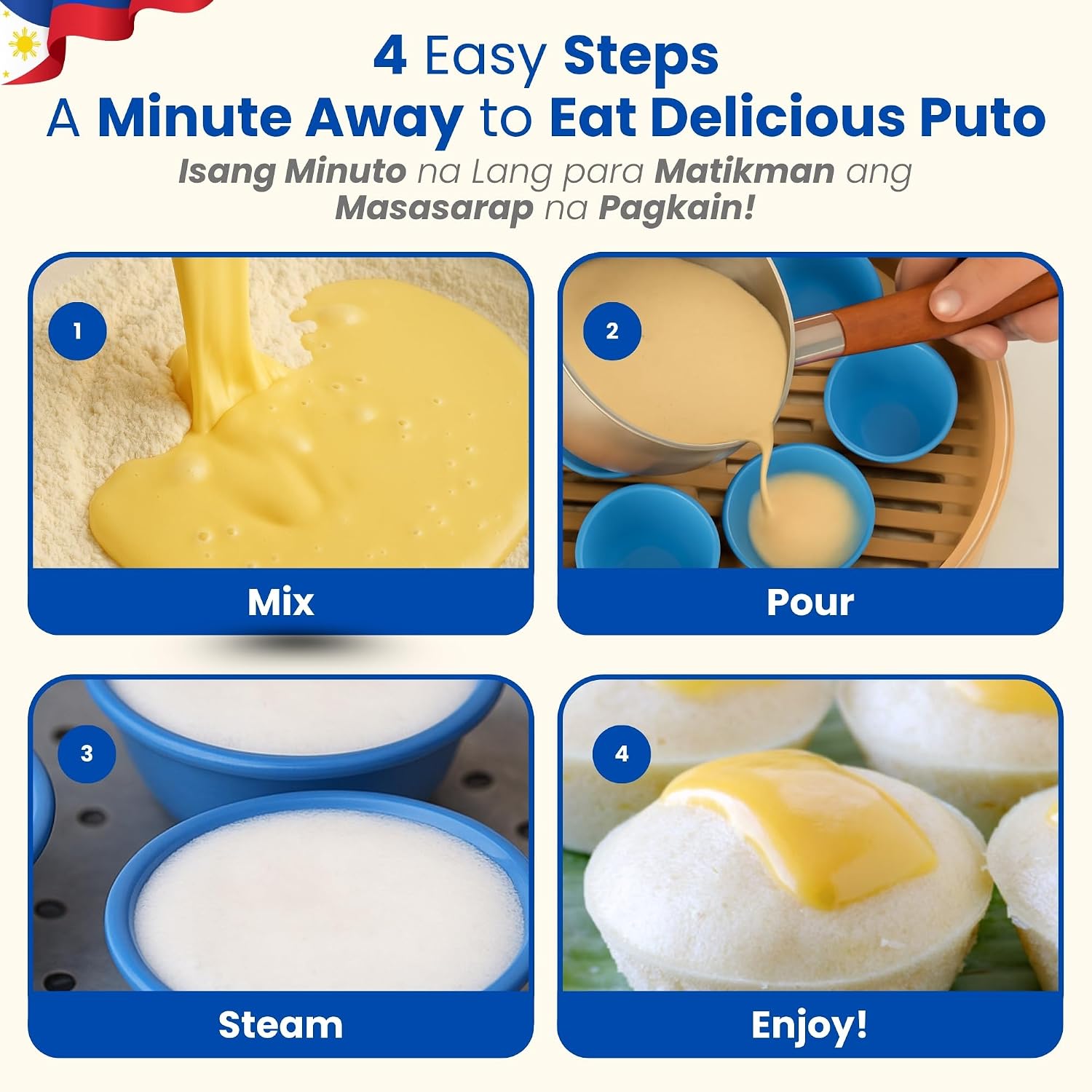 12Pcs Ensaymada Molder Filipino 4.5” with 12 Pcs Puto Molder Filipino 2.8" x 1.2" - Perfect as Bibingka Molder or Puto Mold Cups For Steamer