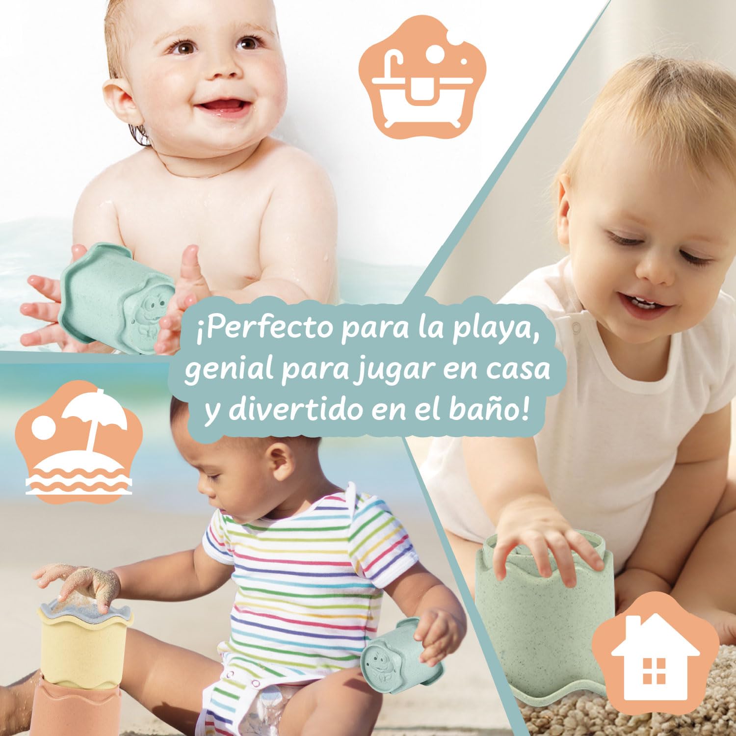 Science4you Vasos Apilables Bebé 3 en 1 – Juguete Apilable con 6 Vasos, Baño Playa Interior, 6 9 12 Meses+ — view 6
