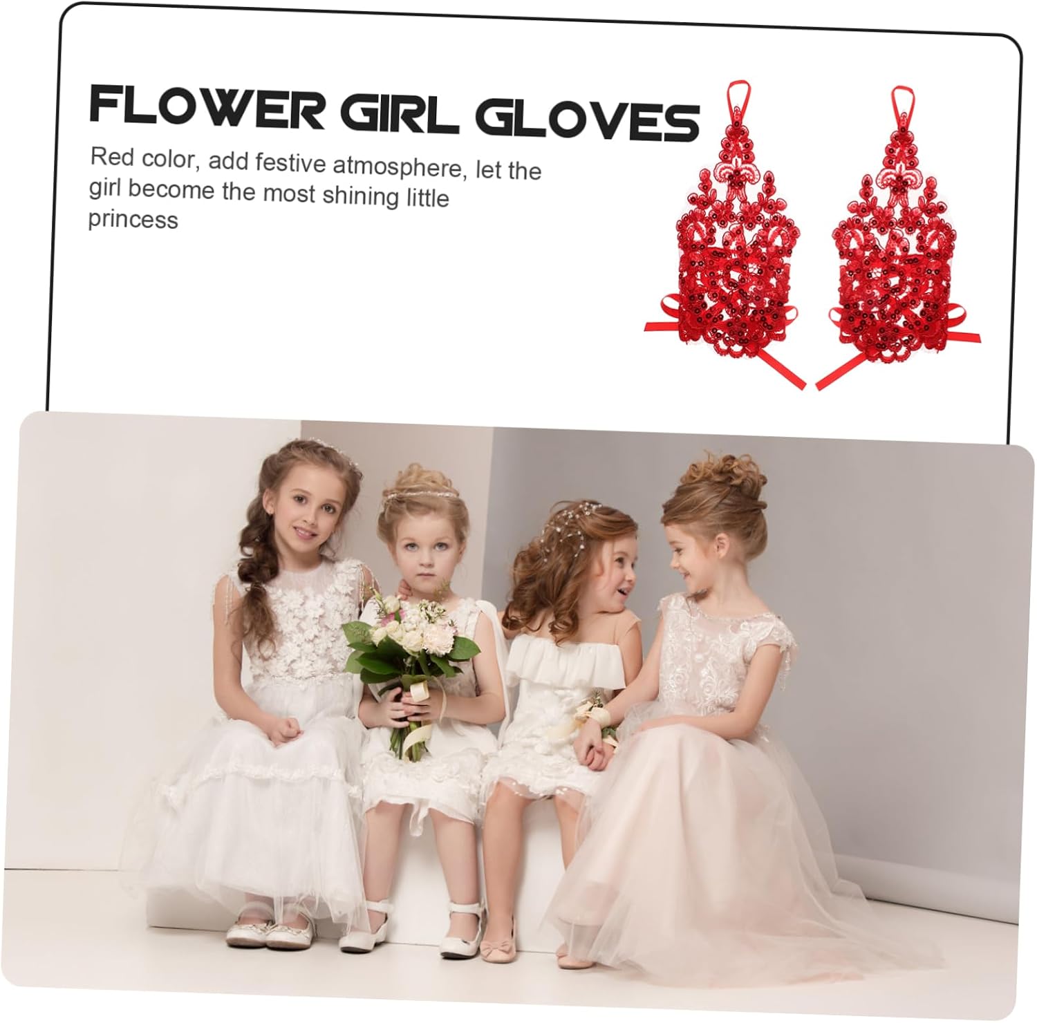 BESTYASH 1 Pair Elegant Flower Girl Lace Gloves for Breathable Performance Gloves for Weddings Parties and Dress Up Charming Accessory for Fingerless Design