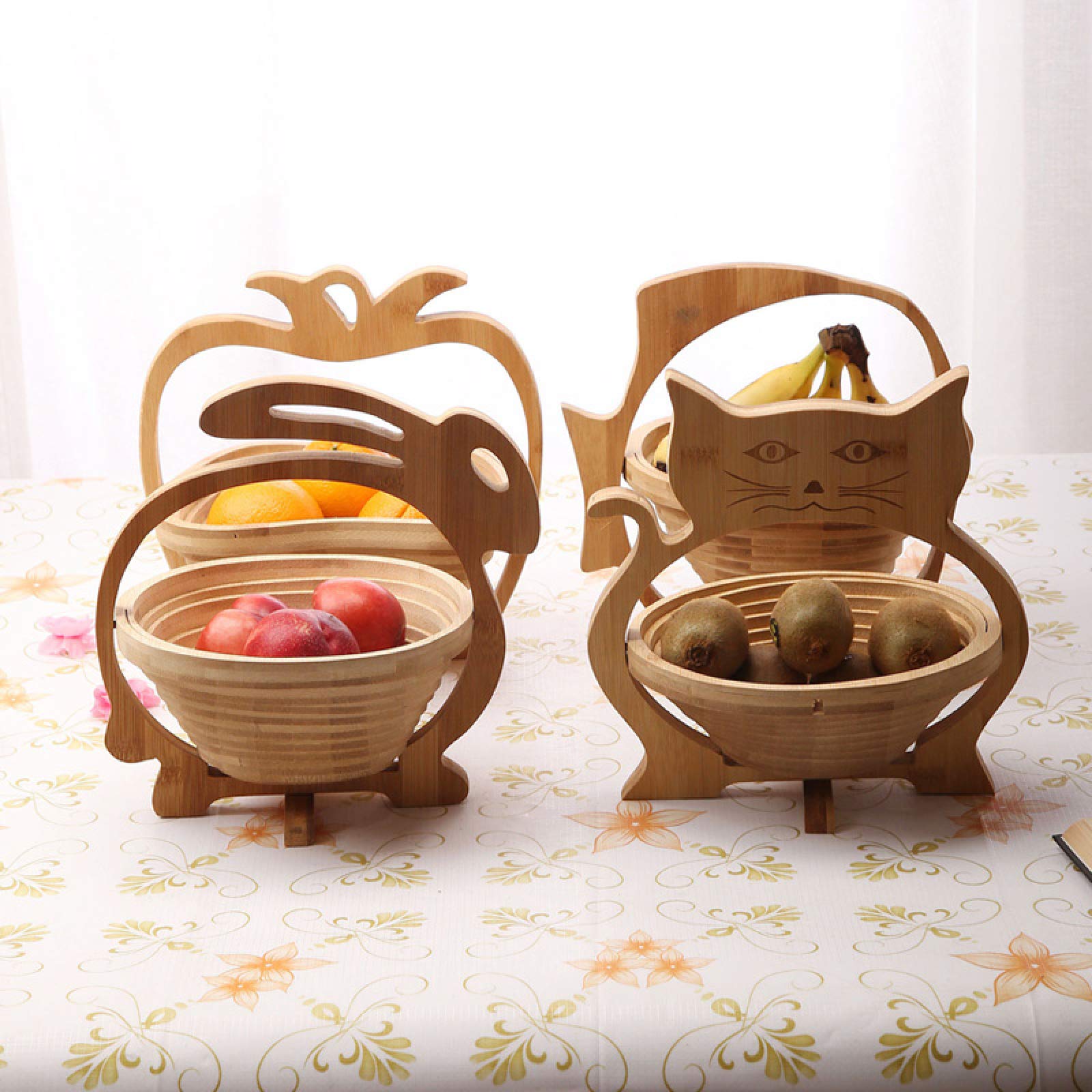 Cesto di frutta in bambù pieghevole a forma di mela, cesto di frutta in bambù pieghevole per cucina, camera da letto, soggiorno