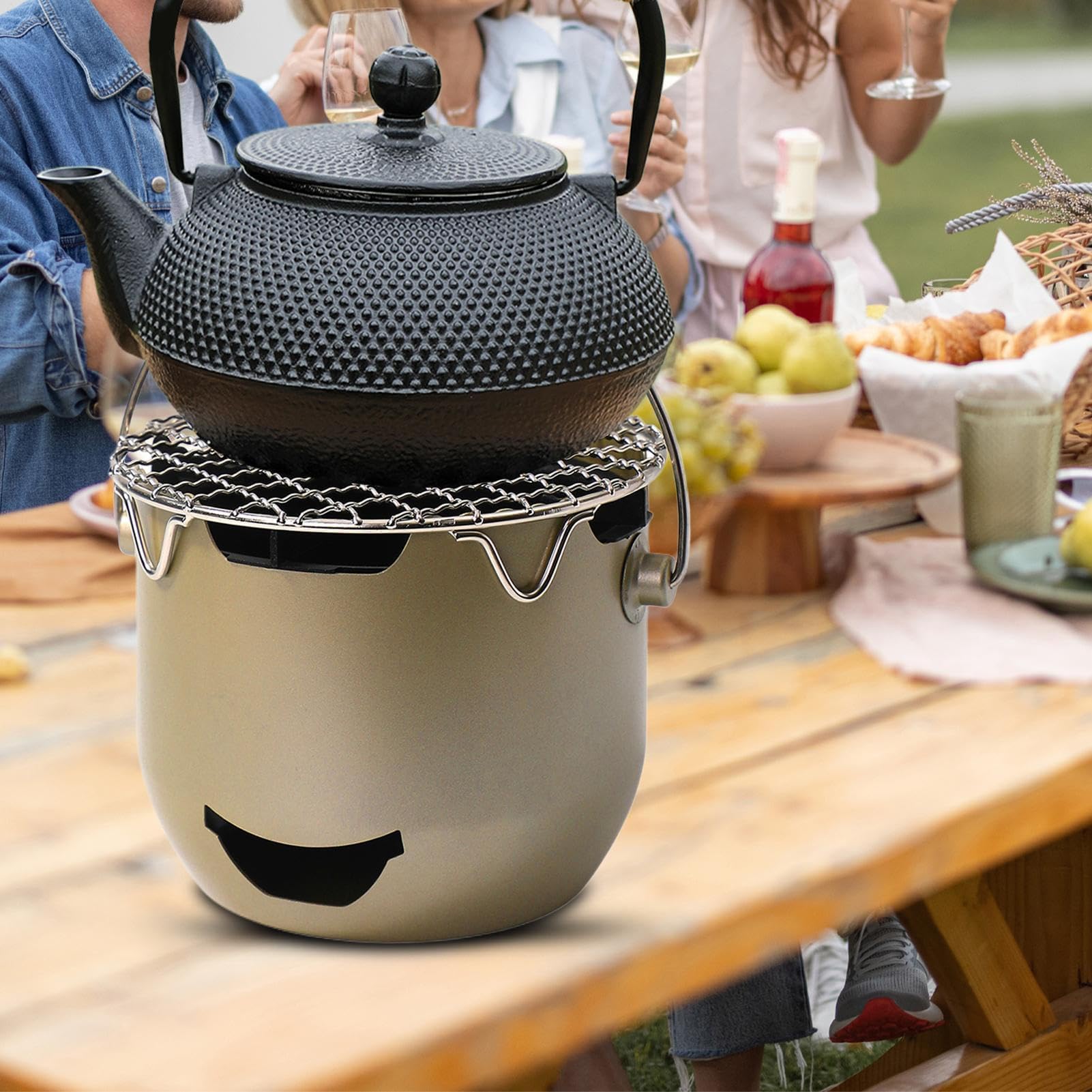 Węgiel drzewny mini grille przenośny grill z rusztem do gotowania i uchwytem stalowy sprzęt do grillowania na kemping, wędrówki z plecakiem, ogród, patio i piknik