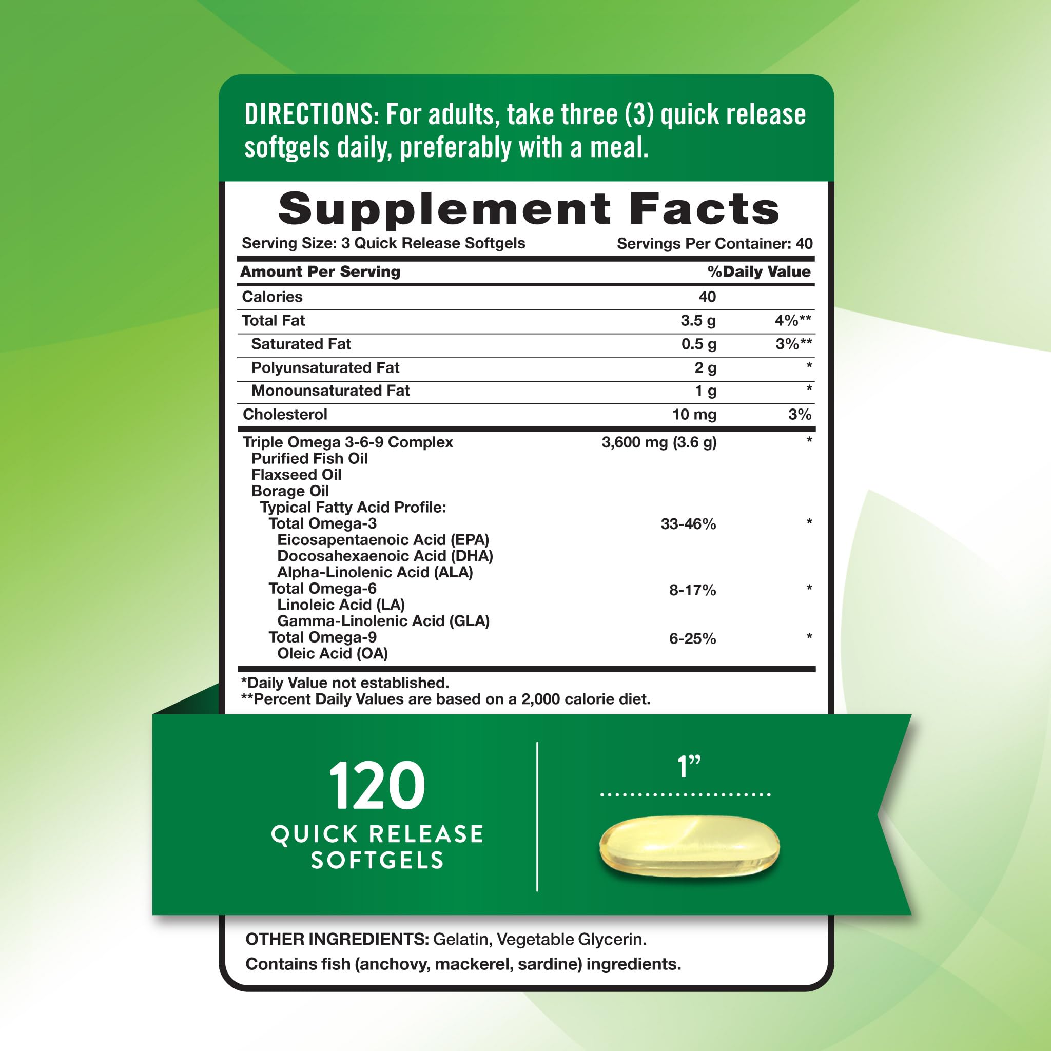 Nature's Truth Omega 3-6-9 Softgels | 3600mg | 120 Count — Amazon image 2