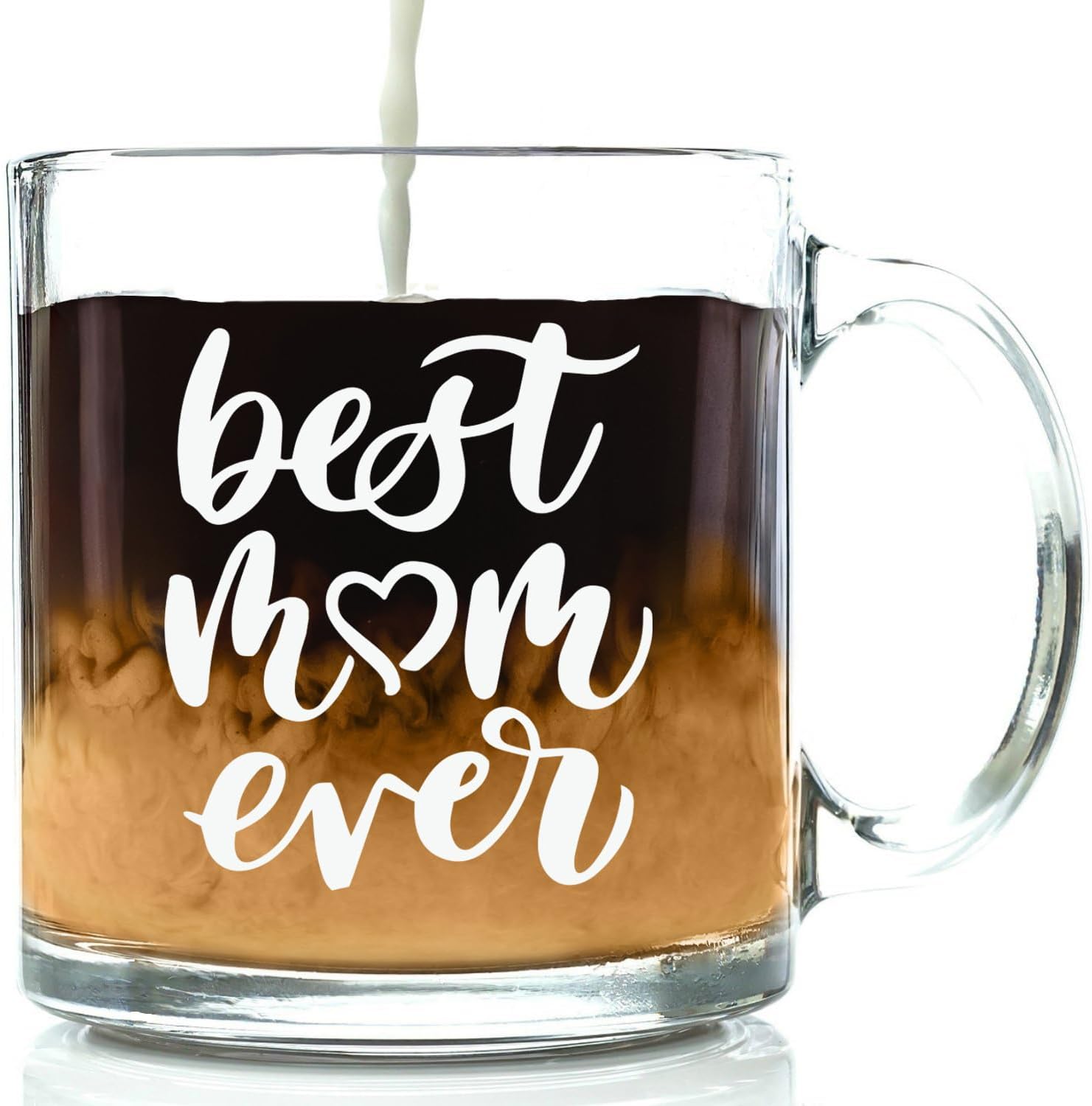 Best Mom Ever Glass Coffee Mug - Birthday Gifts for Mom from Daughter, Son - Unique Moms Gifts from Husband, Kids, Child - Top Bday Present Idea for Wife - Fun Mother Mug, Novelty Cup