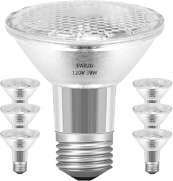 PAR20 39W 120V Floodlight Bulbs, 6 Pack PAR20 39 Watt ECO Halogen Light Bulbs E26 120V Reflector Dmimable Warm White 2800K for Track Lighting & Hood Range Light Bulbs, 4-in Recessed Can
