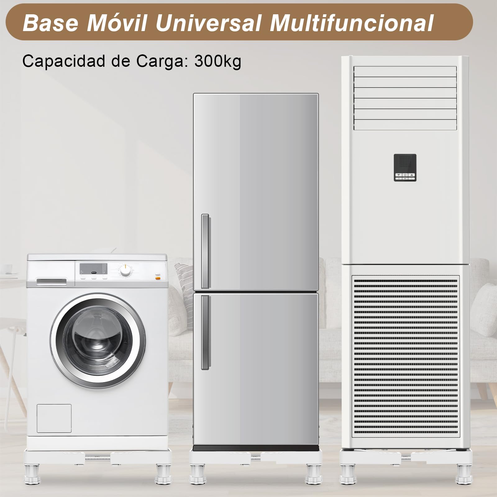 DEWEL Base Lavadora, Carga 300kg Soporte Lavadora, Frigorífico y Secadora, Ajustable Ancho 45-65cm, Base Elevador Lavadora Antivibración, Altura 10.5-13cm