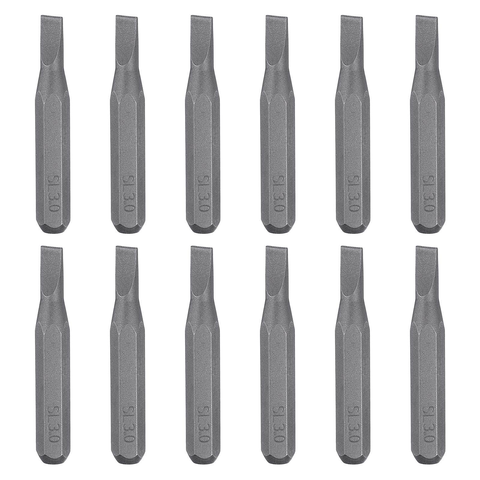 sourcing map 12pcs SL3.0 Slotted Screwdriver Bit 5/32" Hex Shank 28mm Length S2 Steel Magnetic Flat Head Screw Driver Bit for Electric Precision Repair