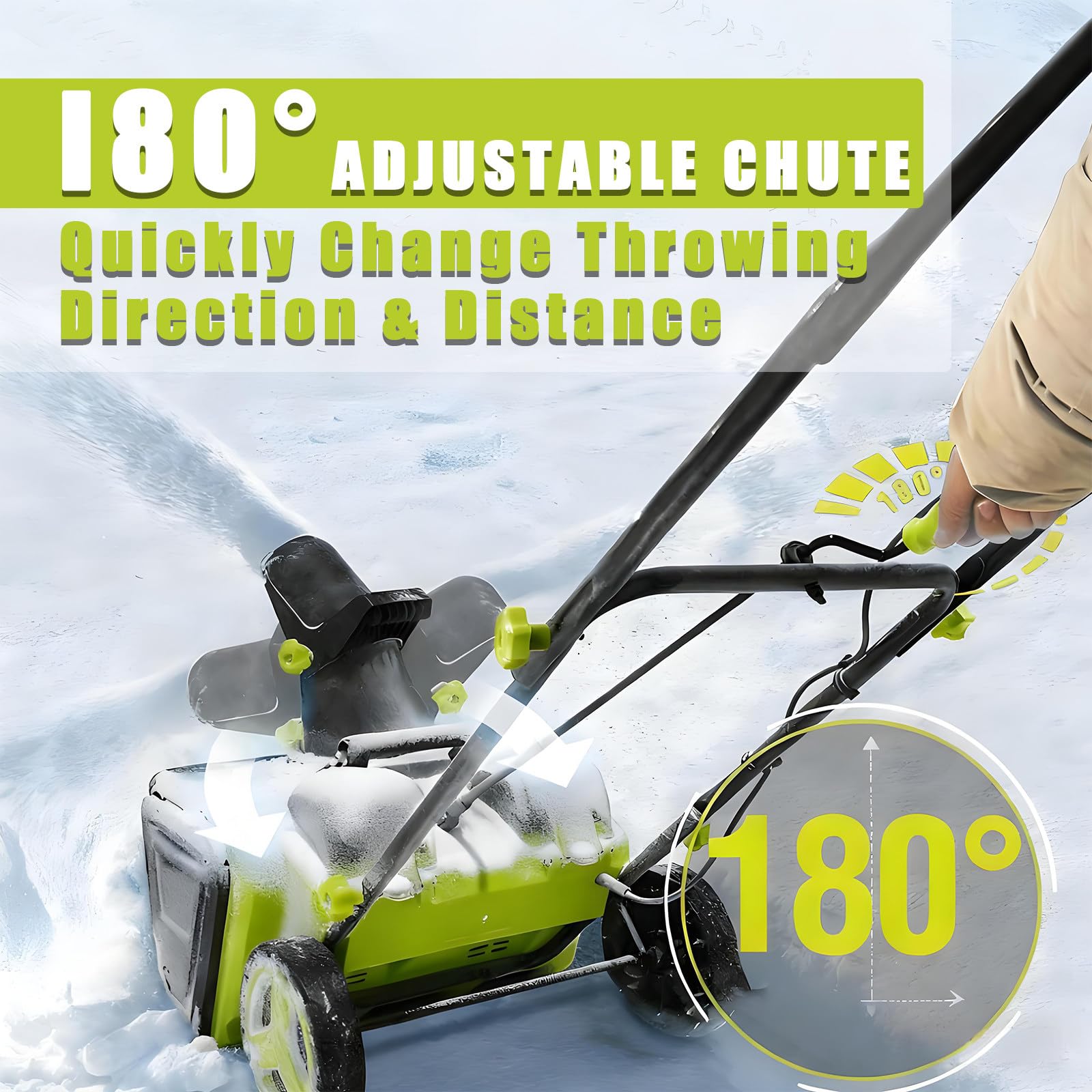 BANGBANGJI Souffleuse à Neige sans Fil 40 V, souffleuse à Neige électrique 3 500 W, Moteur sans balais, Largeur 50 cm, Profondeur 25 cm, portée 7,6 m, goulotte réglable à 180° et éclairage LED