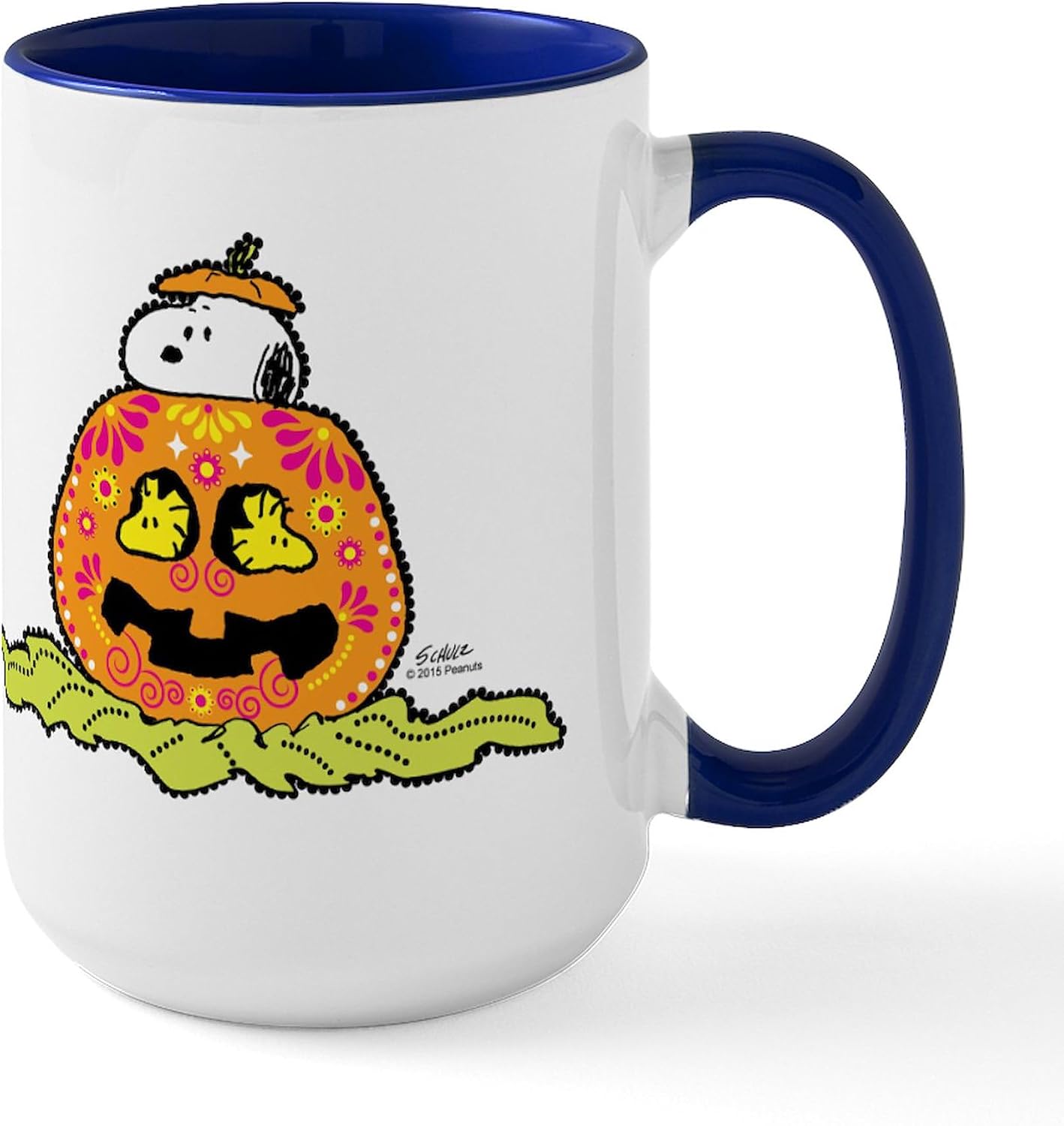 CafePress Peanuts Happiness Thanksgiving Dinner Large Mug 15 oz (444 ml) Ceramic Coffee Mug