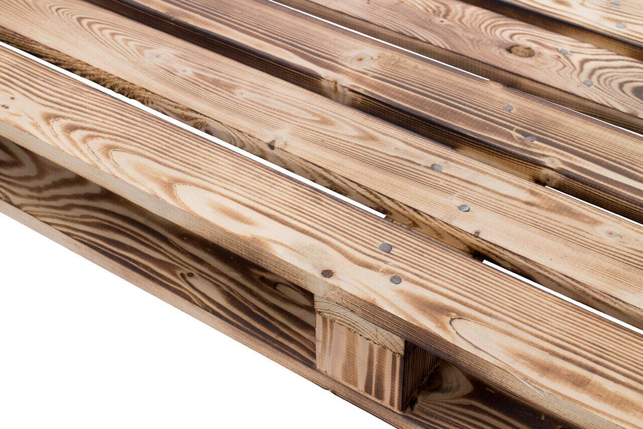 Vinterior Paleta de Madera flameada, 4 Unidades, 120 x 60 x 15 cm, Paleta de Madera flameada