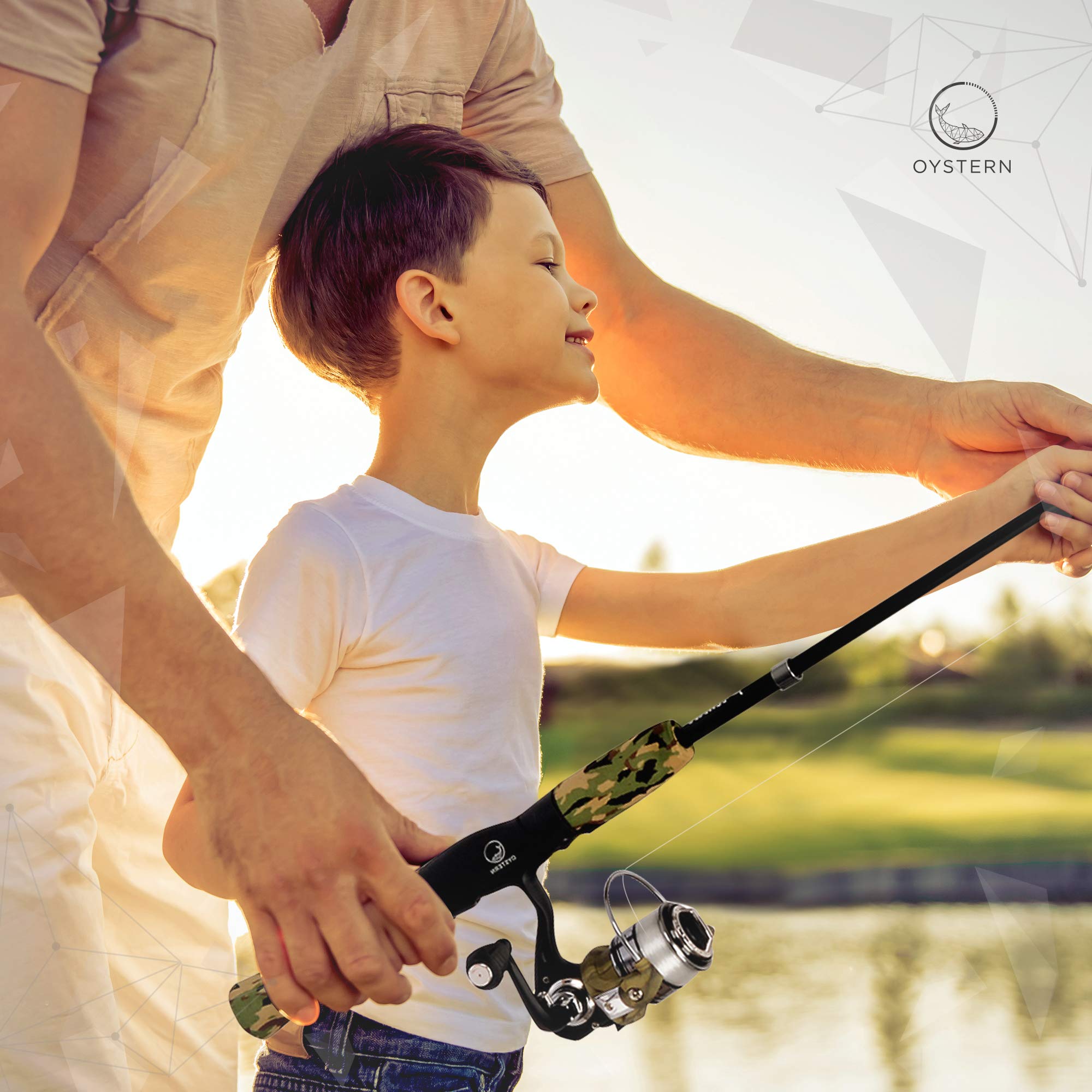 Kit de Canne à pêche pour Enfant avec Moulinet Rotatif – Sac de pêche 62 pièces – Ligne de 1,8 kg – Comprend Un Guide du débutant (français Non Garanti) – Ensemble de Canne à pêche pour