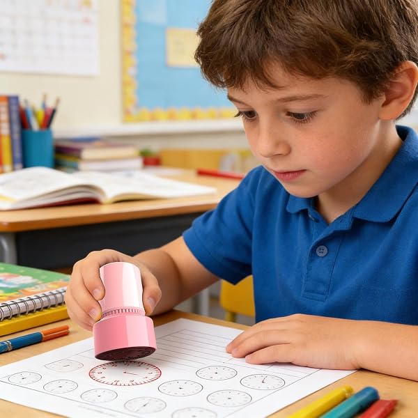 Generisch Sello de reloj, juguete portátil, divertido y educativo para aprender la hora, relojes sello educativo - para niños, juguetes educativos portátiles para el hogar, pintura artística - 2