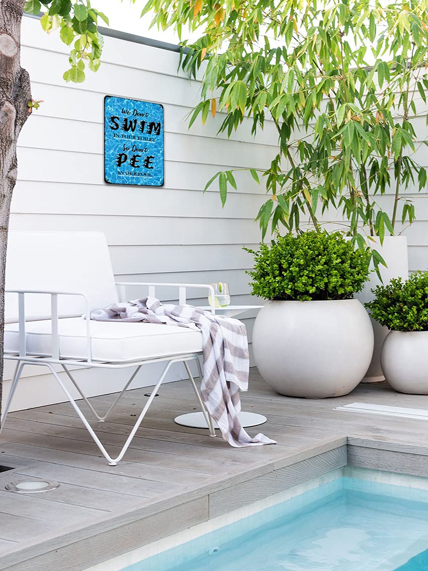 Targa In Metallo Retrò 'Don't In My Pool' – Poster In Latta 30,5x20,3 Cm – Decorazione Per Interni/esterni, Casa, Bar, Piscina, Spiaggia - 3