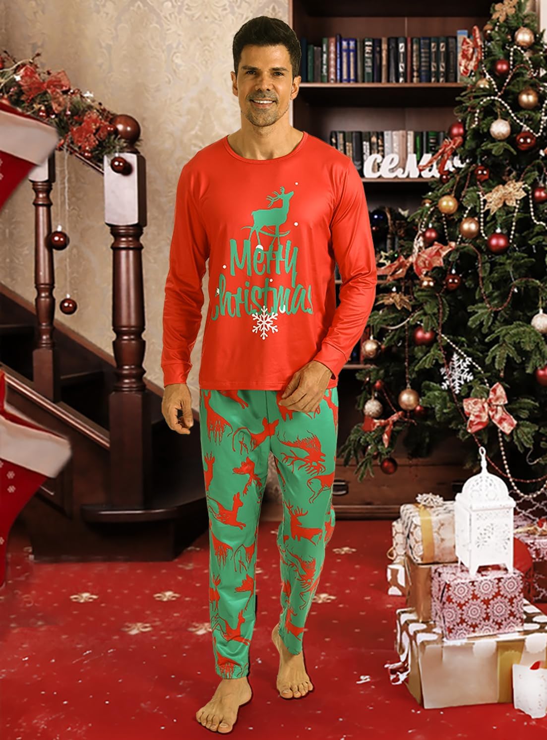 Christmas Family Matching Pajamas - Green Elf Set for Holiday Party - Image 2