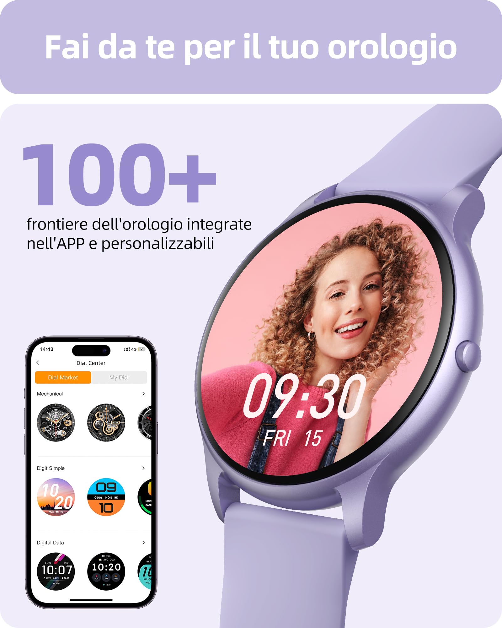 Parsonver Smartwatch Uomo Chiamate Bluetooth, 100 + Modalità Sportive, 1.32" Fitness Sportivo Orologio Fitness Monitor del SpO2/Sonno/Cardiofrequenzimetro, Smart Watch Android iOS, Viola, SPROD1 | 1.32" Fitness Sportivo Orologio con Monitor del SpO2/Sonno