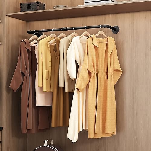 Miniatura 6 de Percheros de ropa para montaje en pared, 38.4 pulgadas, perchero industrial para ropa, 1 juego + 2 juegos, percheros colgantes resistentes