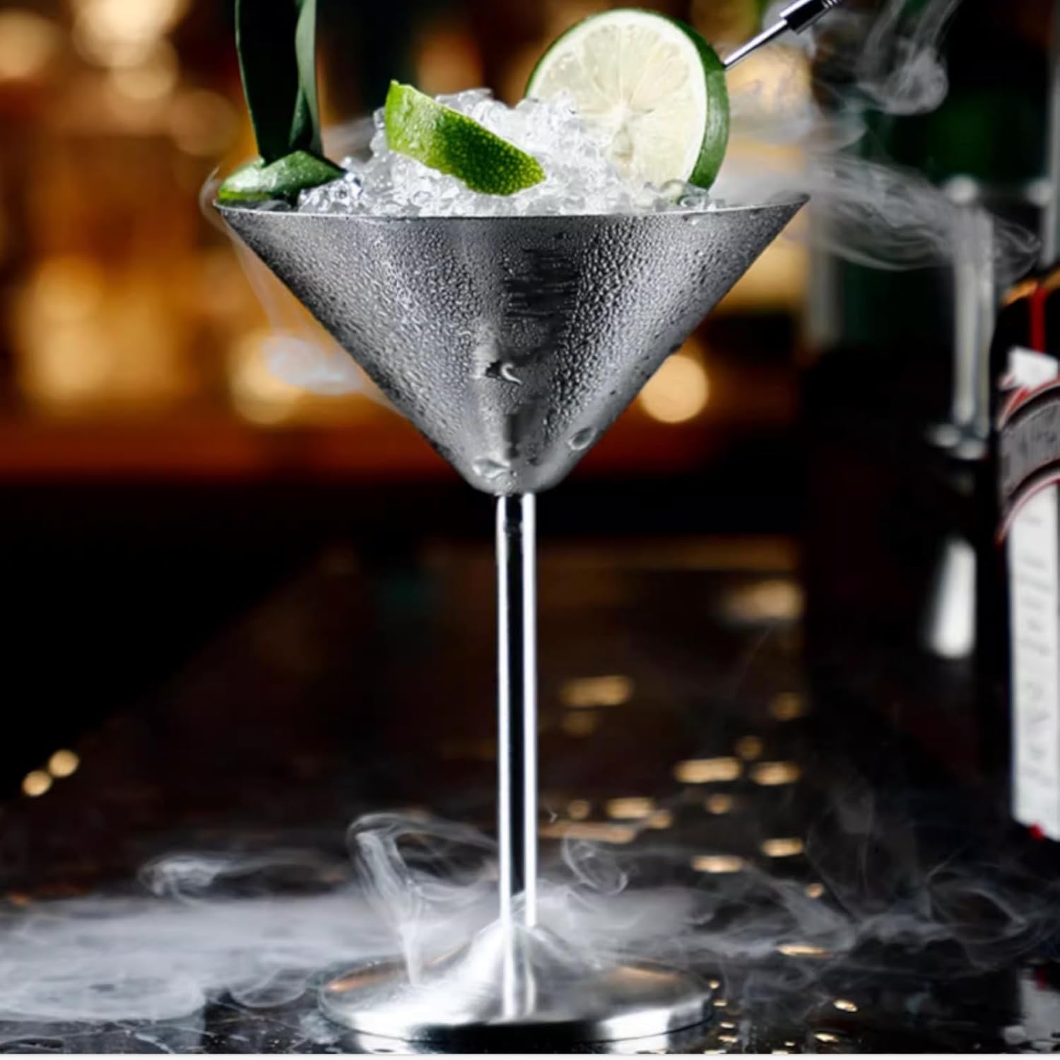 4 Packs Stainless Steel Martini Glasses 8 oz Metal Cocktail Glasses Unbreakable Martini Glasses for Margarita, Manhattan, Champagne, Bar, Party