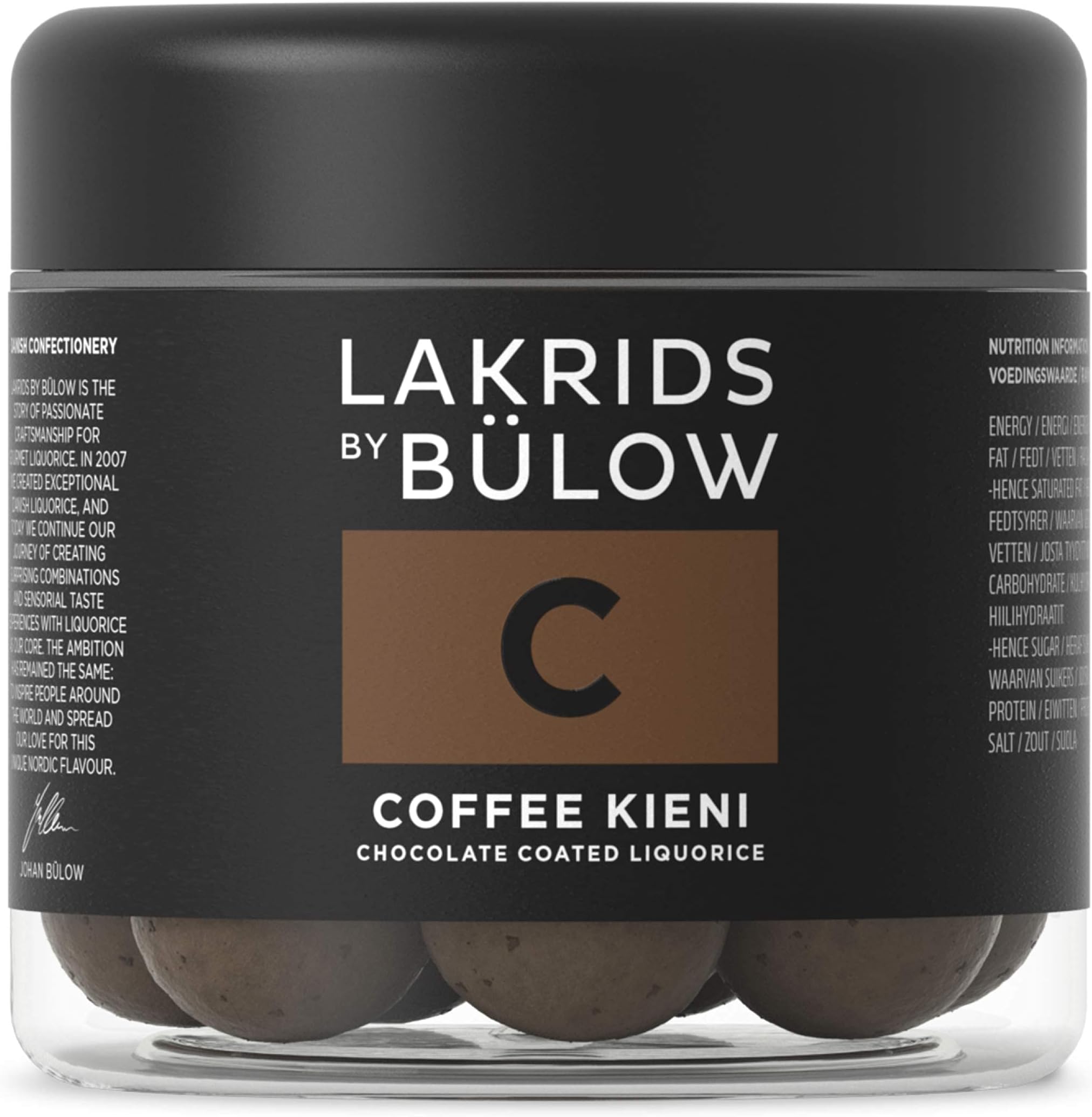 LAKRIDS BY BÜLOW - C - Coffee Kieni - 4.41 OZ - Chocolate Coated Licorice Balls - Original Danish Candy Sustainably Produced in Copenhagen