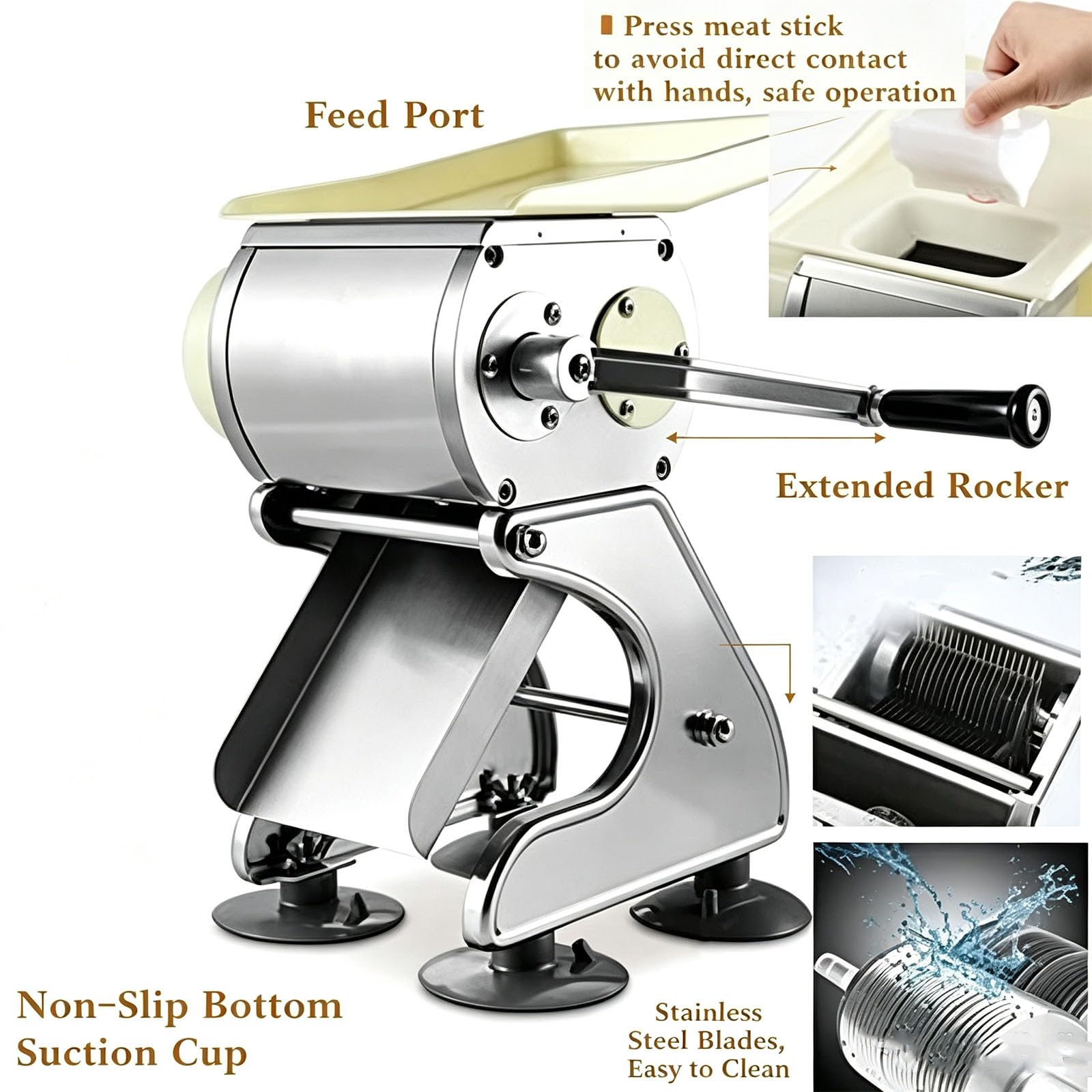 Affettatrice Manuale per Carne E Verdure, capacità di Affettatura: 60 kg/h, Materiale in Acciaio Inossidabile, Facile da Pulire, Ideale per Ristoranti E Macellerie. 3.5mm