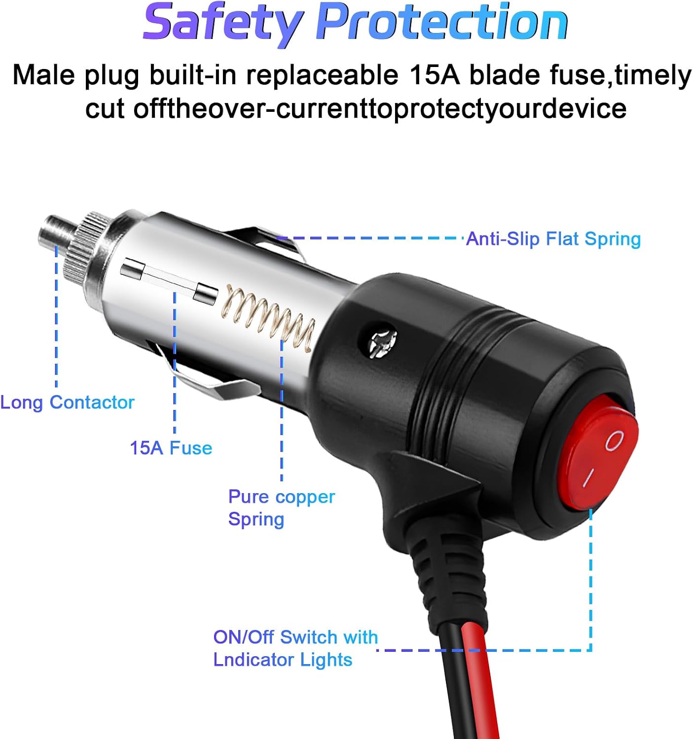 Herfair Car Cigarette Lighter Splitter,2-Socket Cigarette Lighter Adapter Extension Plug Cord Power Charger Port for DC 12V 24V Vehicle 2-Way Splitter on/Off Switch (1 to 2 Car Cigarette Lighter)