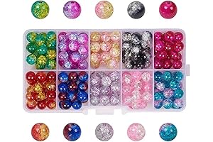 200Pcs Crackle Lampwork Glass Beads in Vibrant 10 Colors