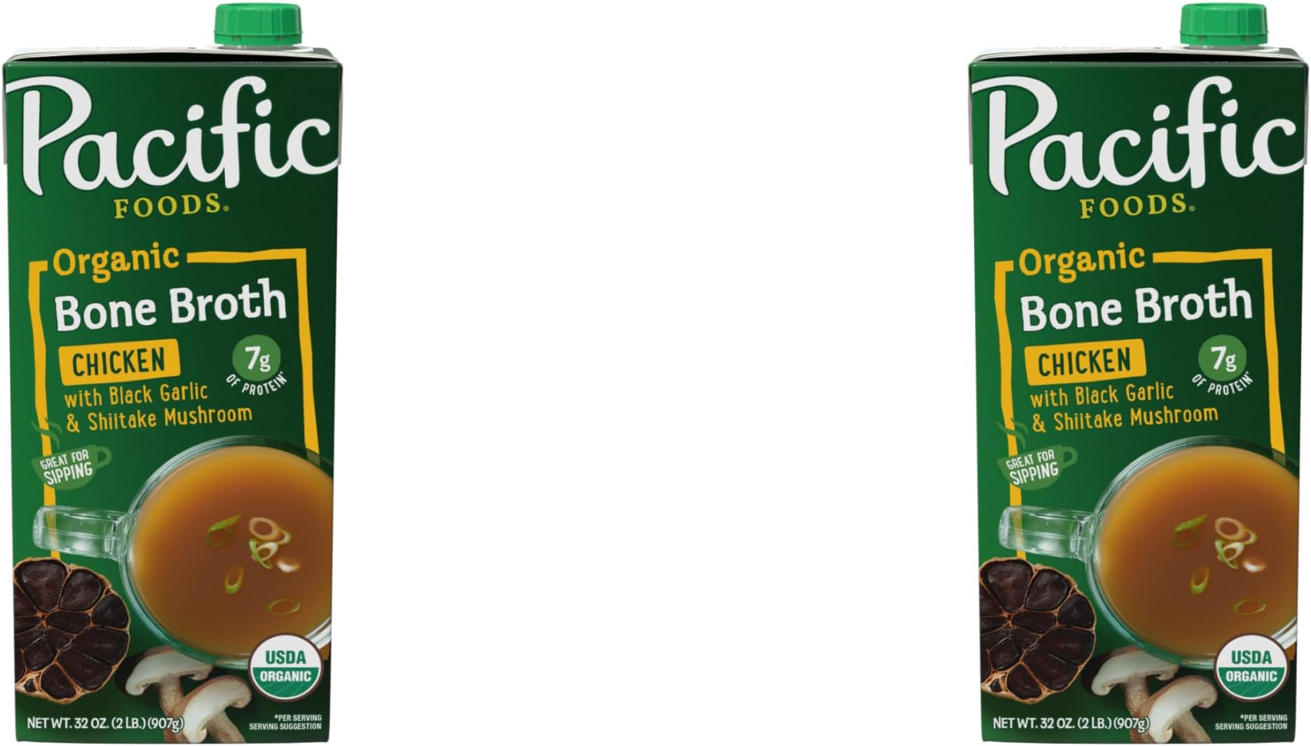 Pacific Foods, Broth Bone Chicken Black Garlic Shiitake Organic, 32 Ounce (Pack of 2)