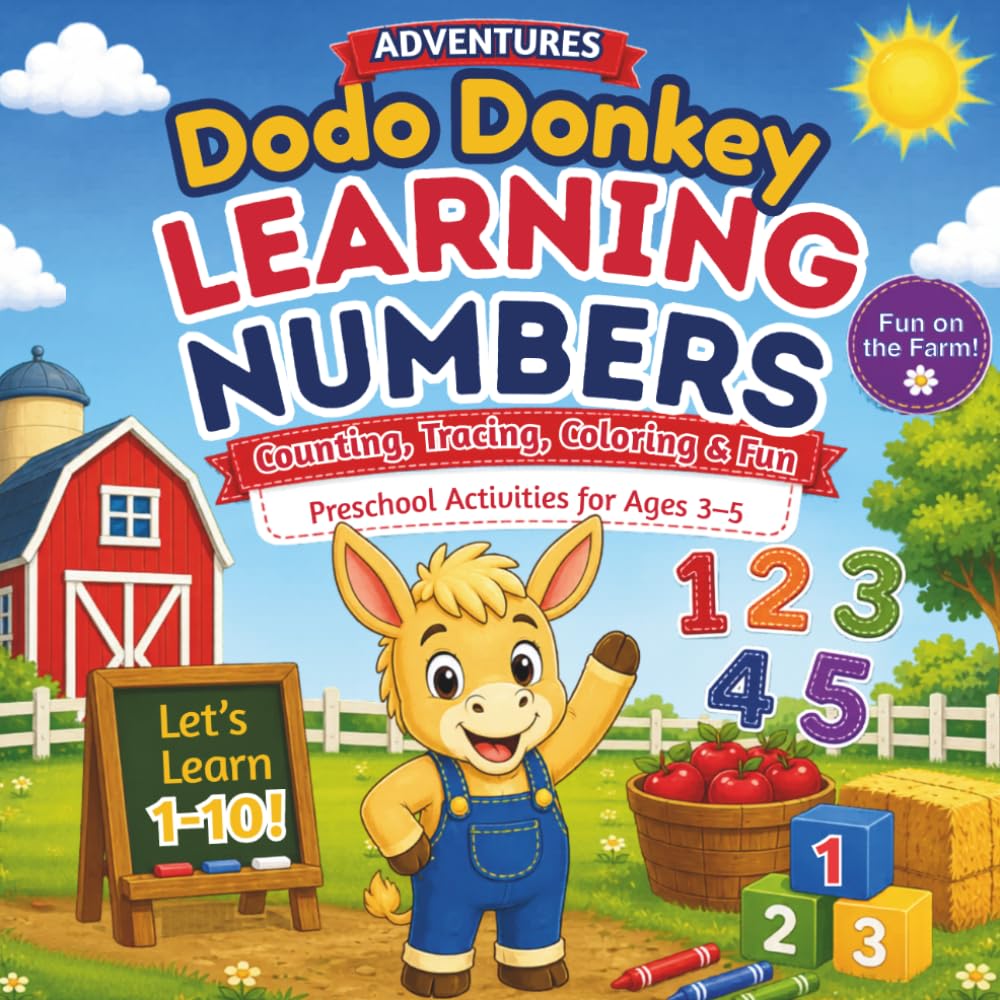 Dodo Donkey Learning Numbers: Counting, Tracing, Coloring & Fun Preschool Activities for Ages 3–5 (Dodo Donkey Adventures)