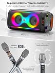 Machine à karaoké pour adultes, Haut-parleur Bluetooth portable avec 2 Microphones sans fil, PA Système avec lumières Disco pour grande fête, extérieur, supports USB/TF/REC/AUX, Cadeaux idéals pour la famille, musique