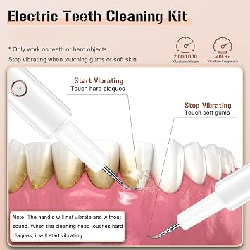 Plaque Remover for Teeth, Electric Tartar Remover for Teeth with LED Light,4 Modes Rechargeable