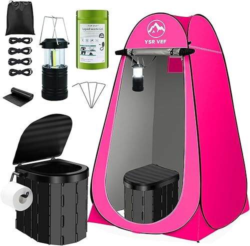 Miniatura 13 de Portable Toilet Kit, Camping Toilet with Pop-Up Privacy Tent and Poo Gel Toilet Bags, Washable Portable Outdoor Showers Changing Rooms