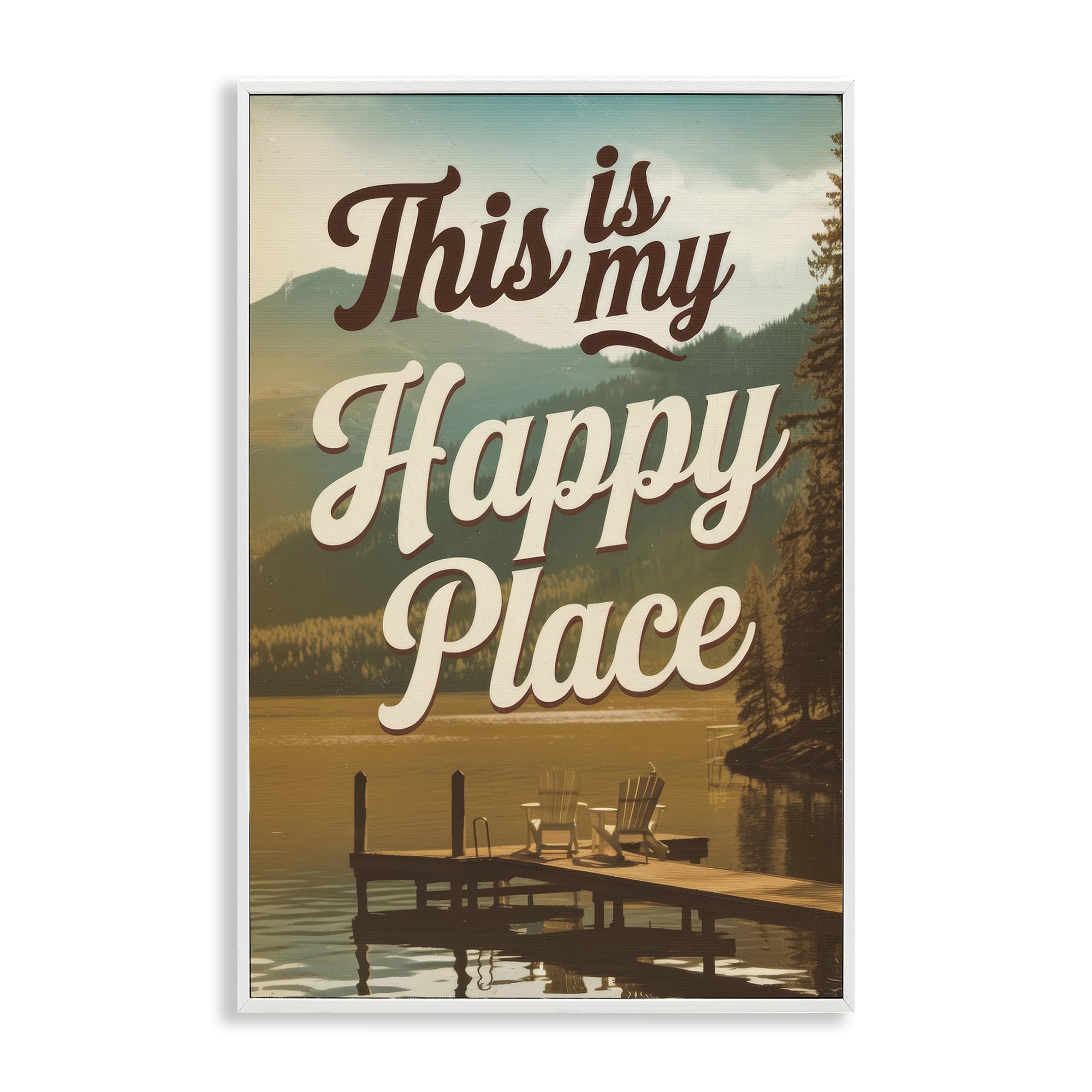 Stupell Industries Coastal White (Textured) 'Vintage My Happy Place', Framed Giclee Art, White, 12 X 18 Inches, Easy To Hang And Sturdy, Made In Usa, By Andreas Magnusson
