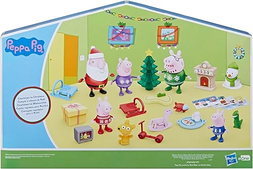 Miniatura 3 de Peppa Pig Calendario de Adviento con 24 juguetes sorpresa y calcomanías, incluyendo 5 figuras de Peppa Pig y juguetes preescolares para niñas y