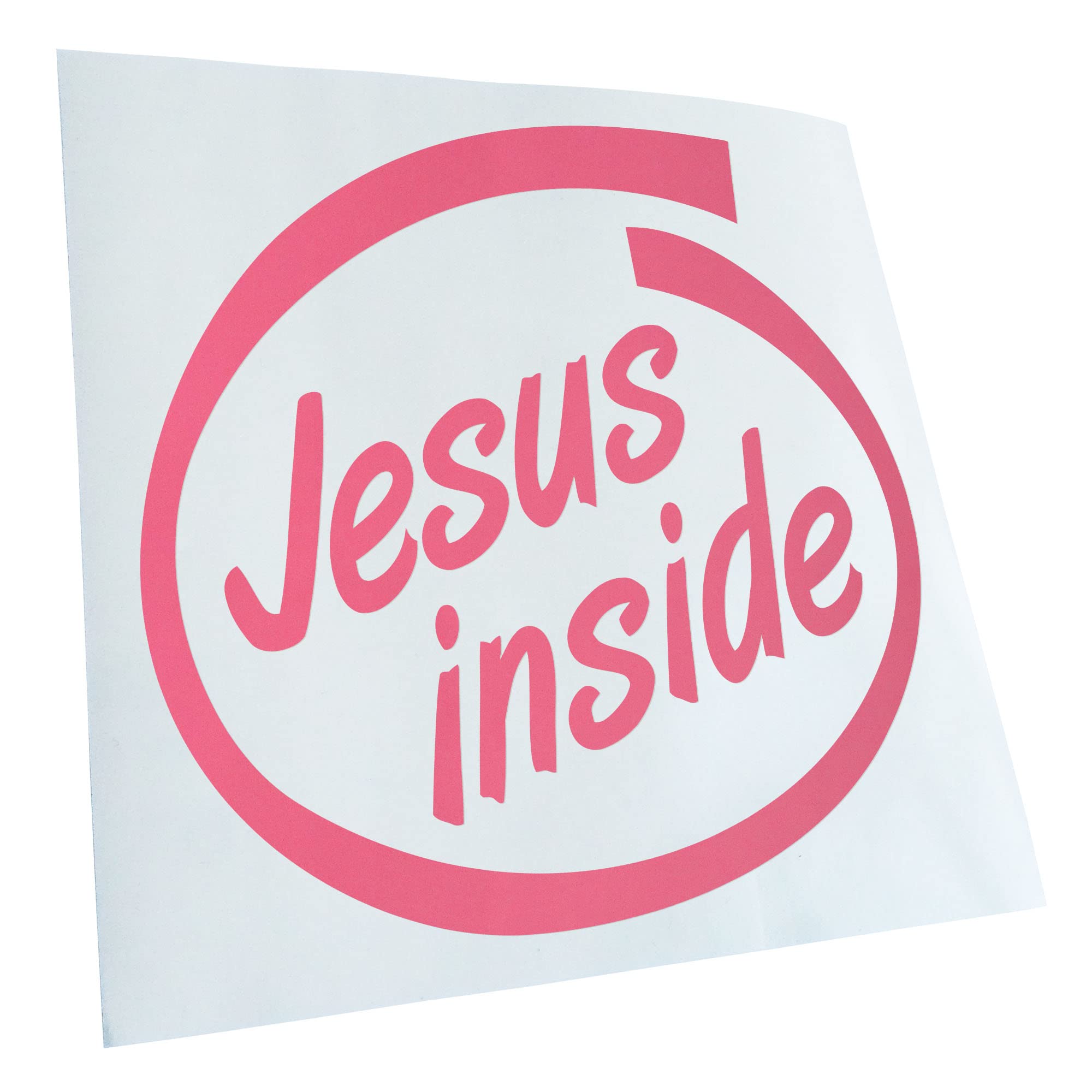 Kiwistar - Car Sticker - Light Pink - 10 x 10 cm Jesus Inside Car Sticker for Car, Laptop, Bicycle, Truck, Motorcycle, Multicoloured JDM Decal Racing