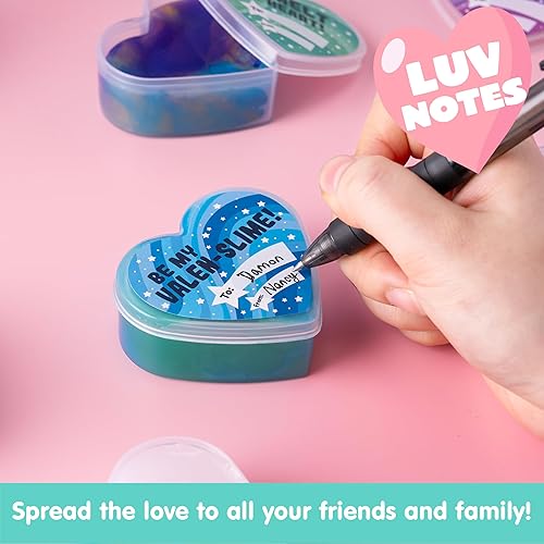 Miniatura 5 de JOYIN Paquete de 28 tarjetas de regalo para el día de San Valentín con Galaxy Slime para aliviar el estrés para niños, tarjetas de intercambio de