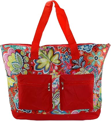 Aqua di Mare Borsa Mare Donna GRANDE CON TASCHE borsa Maxi da Spiaggia  borsone fantasia Floreale/Rosso : Amazon.it: Scarpe e borse