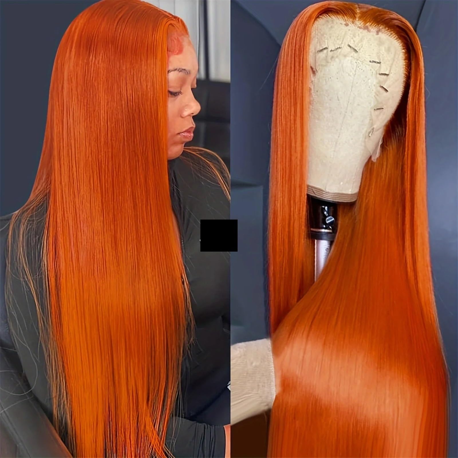 Mujer Pelucas de cabello humano liso Peluca frontal encaje HD 13X4(18inches)