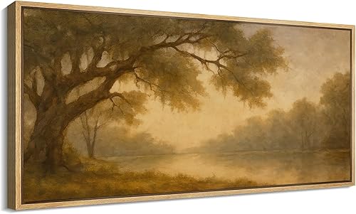 Miniatura 92 de MUDECOR Lienzo enmarcado extra grande para pared, tonos neutros suaves, naturaleza, vida silvestre, antiguo, retro, bellas ilustraciones,