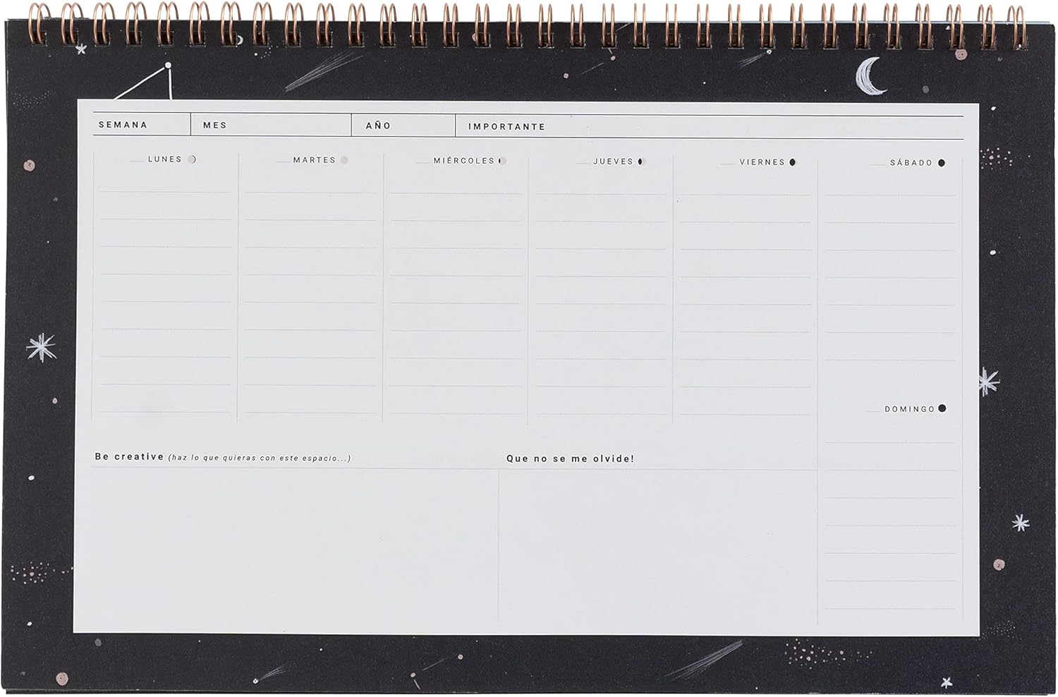 UO Weekly Planner - Moon Unnumbered Days 60 Pages Premium 90g Paper 280x180mm
