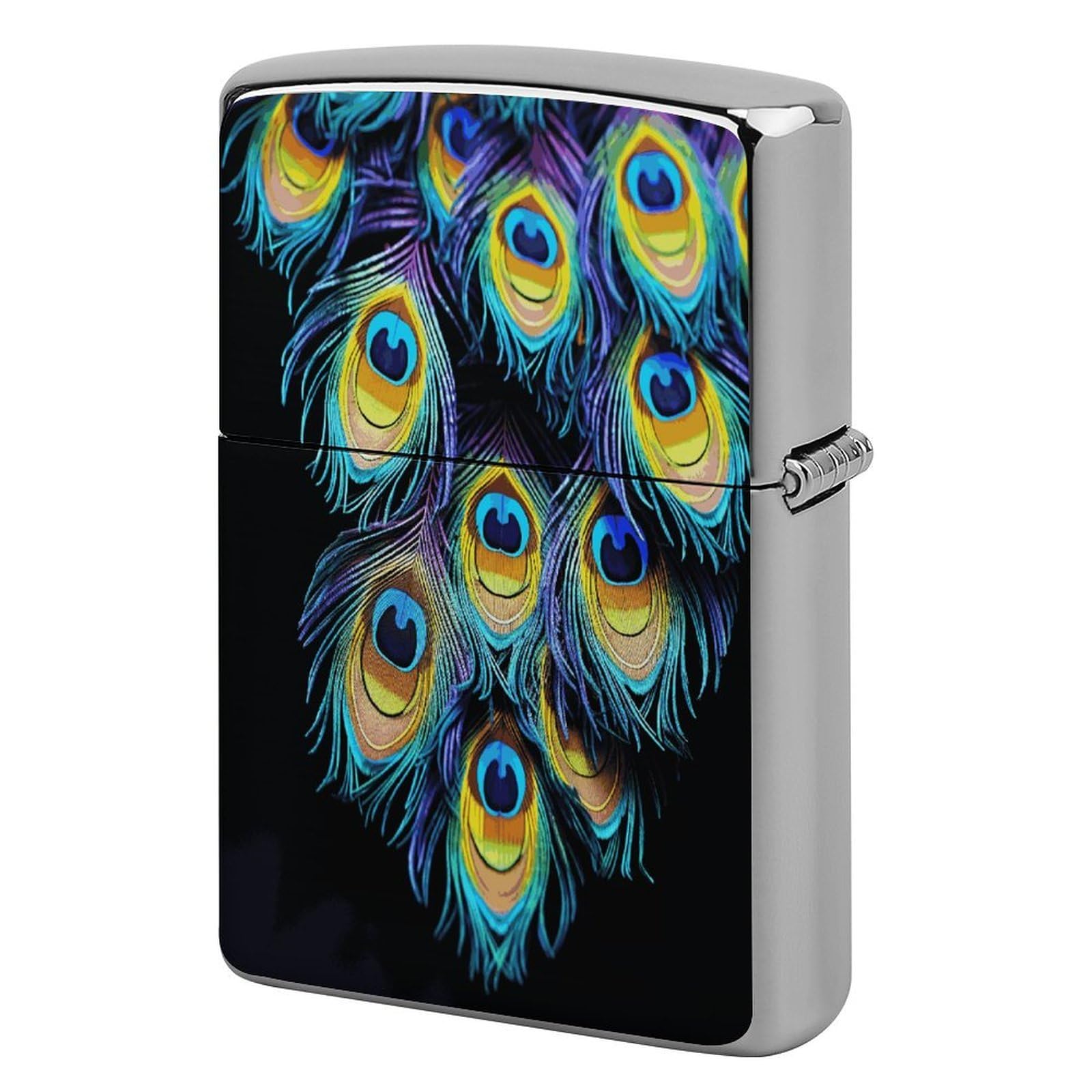 Btcowzrv Style A Bunch Of Peacock Feathers Metal Lighter Case Sleeve Cover Holder